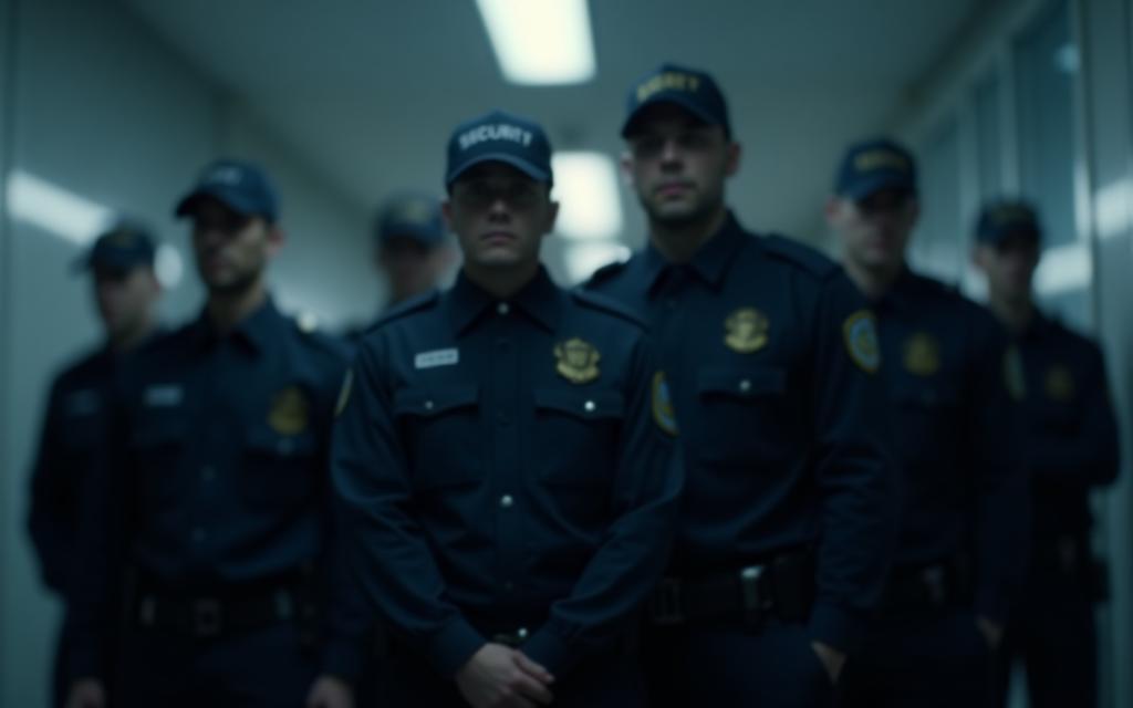 Professional security personnel standing alert, symbolizing protection and partnership opportunities